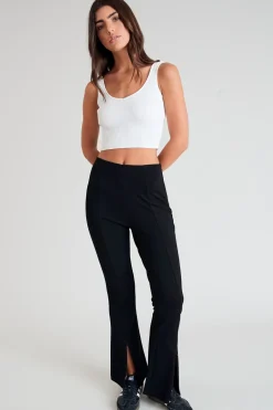 Fine Knit Flare Zip Pant (Black)