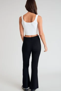 Fine Knit Flare Zip Pant (Black)