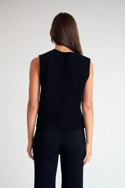 Longline Knit Vest (Black)