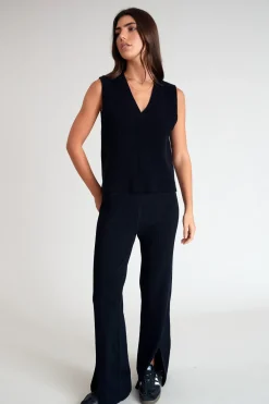 Longline Knit Vest (Black)